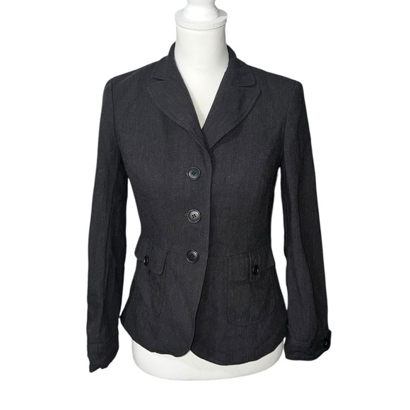 LOFT Gray Petite Button Jacket w/Tab Pockets - Picture 1 of 4
